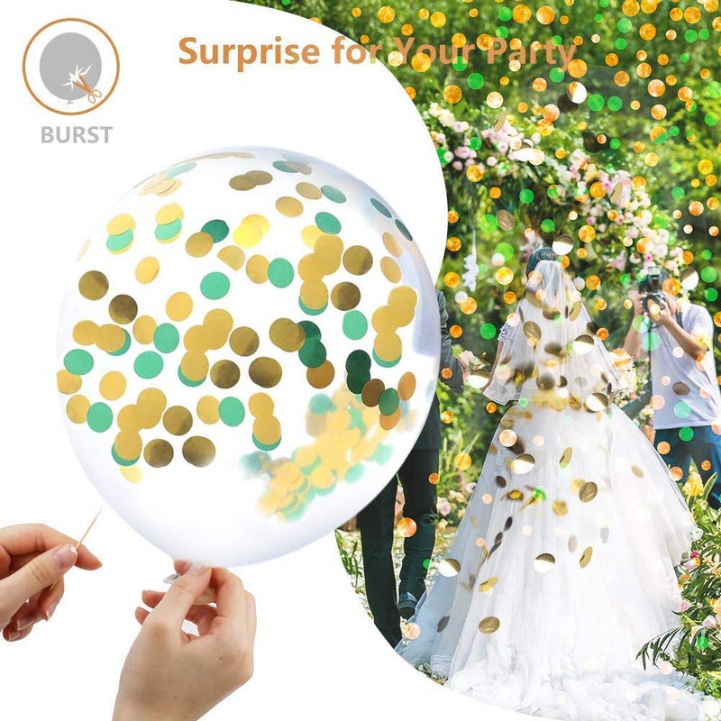 KBZVNAF Green White Latex Party Balloons - 50pcs 12 inch White Green Gold Confetti Balloons for Jungle Theme Party Balloons Supplies - Image 3